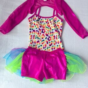 Girls dance costume with tutu shorts